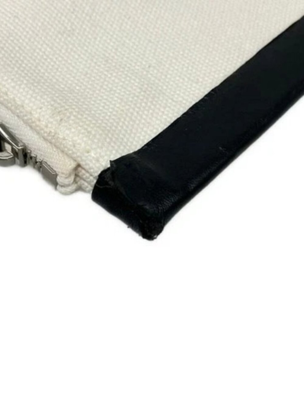 CELINE - Cream Black Canvas Clutch Bag - Picture 14 of 15